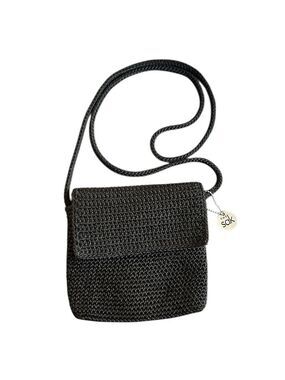 THE SAK Hand Crochet Flap Style Mini Bag in Black